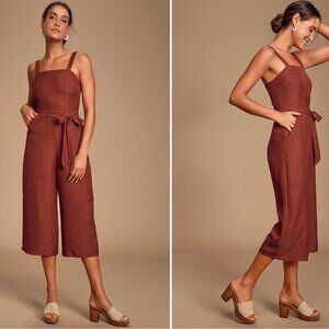 Lulus Morning Marigold Brick Red Culotte Jumpsuit with Pockets